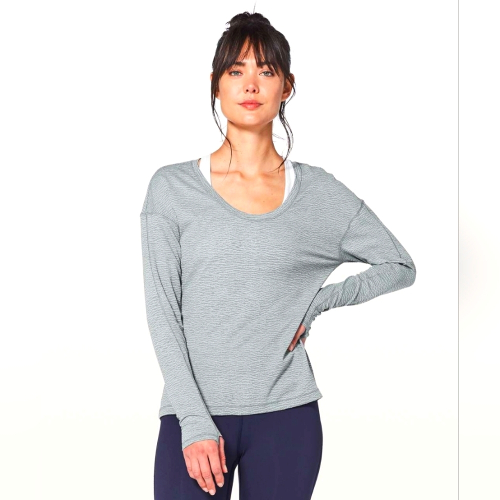Lululemon Meant To Move Long Sleeve Sheer Luon Pebble Jacquard Arctic Grey Ice